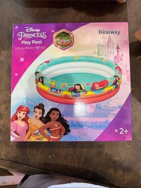 Disney Princess Inflatable Play Pool - Aqua, Pink, Red 48 x 12 NEW in sealed box